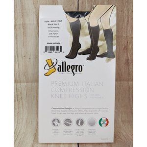 ALLEGRO Compression Knee High Socks NWT 15-20 mmHg Black Unisex Size 5